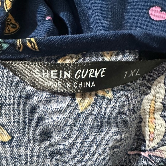 Shein Curve women's size XL blue and yellow v neck boho midi dress - Picture 5 of 5